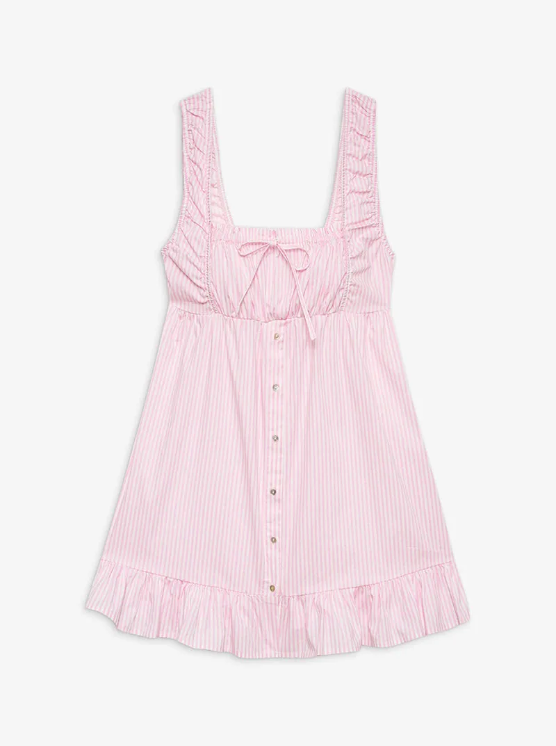 Marilyn Babydoll Dress in Pink Stripe