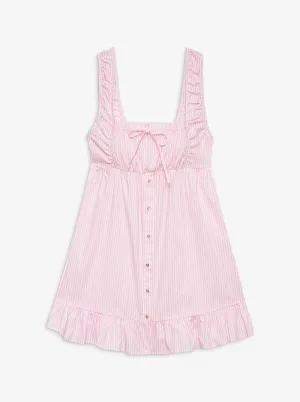 Marilyn Babydoll Dress in Pink Stripe