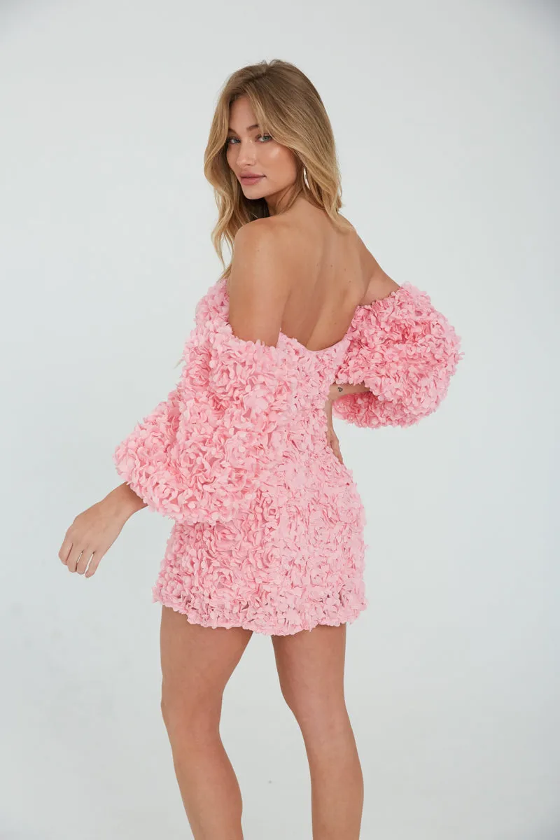 Maylie Flower Applique Mini Dress