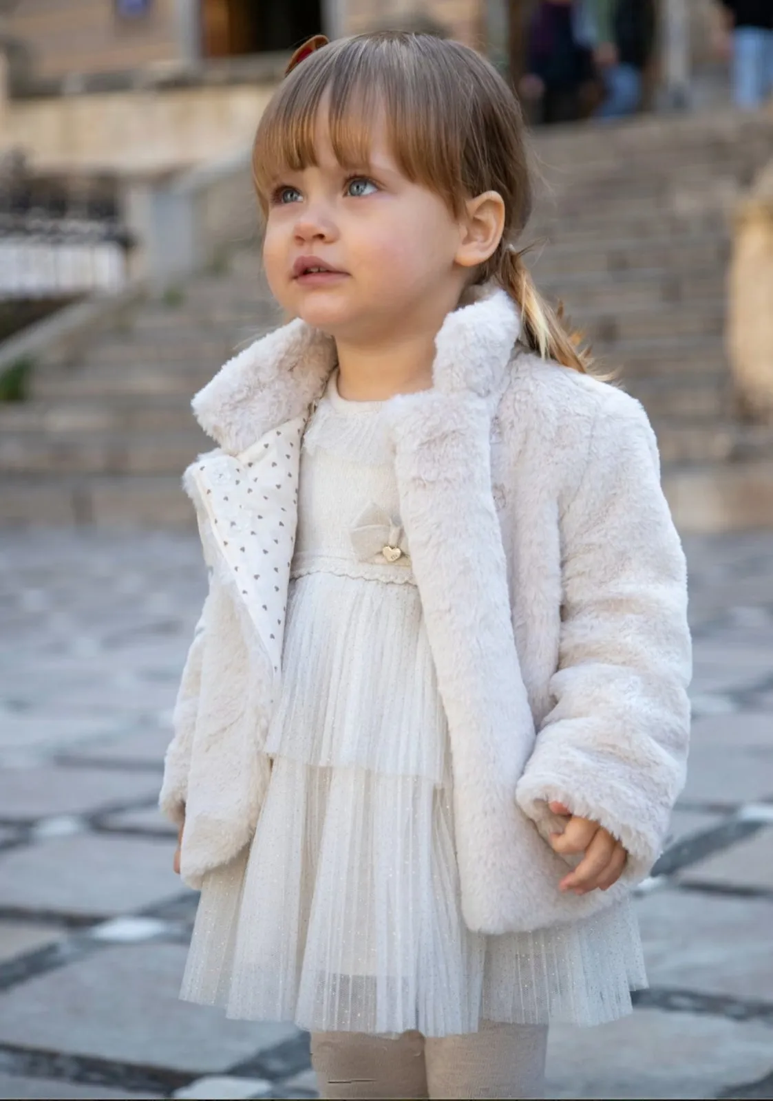 Mayoral Baby & Toddler Girls Holiday Cream & Gold Speckle Knit Dress