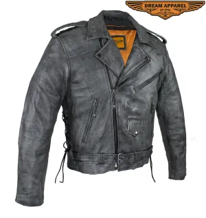 Men's Gray Motorcycle Jacket With Gun Pockets