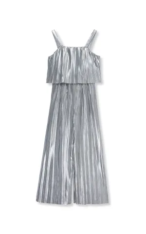 Metallic Pleated Jumpsuit | 7-16