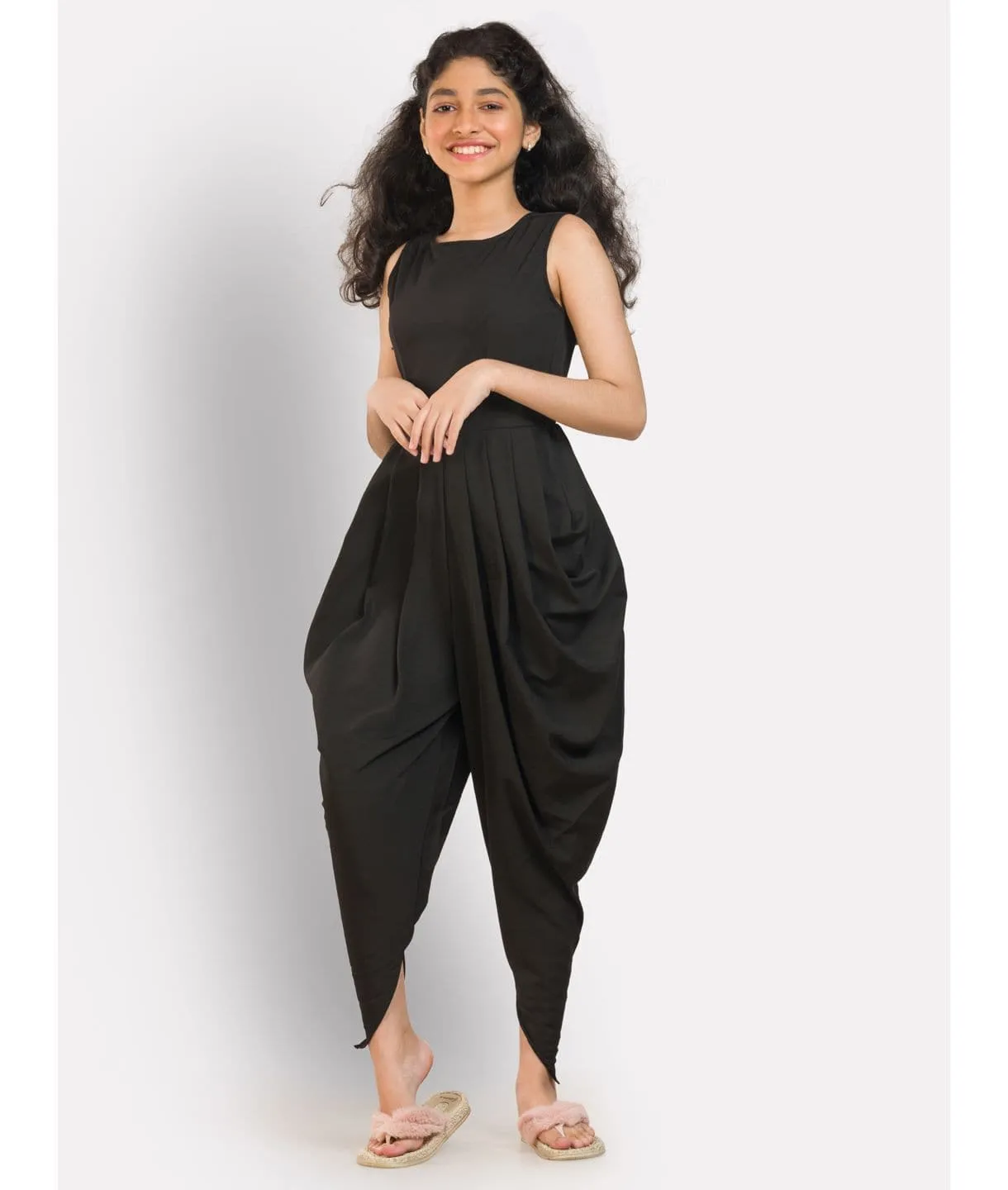 Multi colour elasticated Dhoti Jumpsuit for Girls