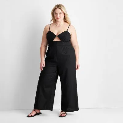 New - Future Collective Jenny K Lopez Strappy Cut-Out Wide Leg Jumpsuit