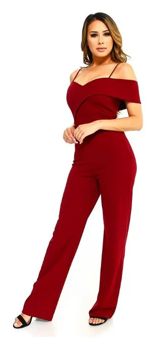 Off The Shoulder Spaghetti Strap Jumpsuit