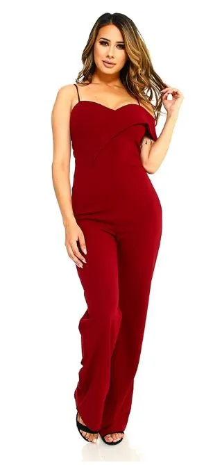 Off The Shoulder Spaghetti Strap Jumpsuit