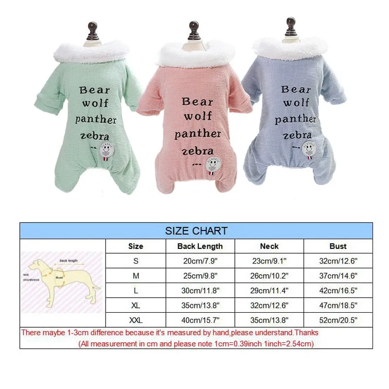 Pastel Soft Warm Winter Jumpsuit For Small Dogs Puppy Overall