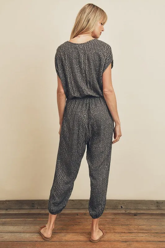 Pebble Print Surplice Jumpsuit