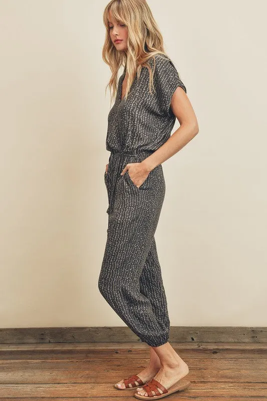 Pebble Print Surplice Jumpsuit