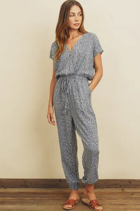 Pebble Print Surplice Jumpsuit