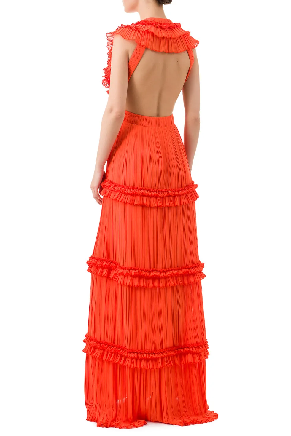 Penelope Orange Maxi Ruffel Dress