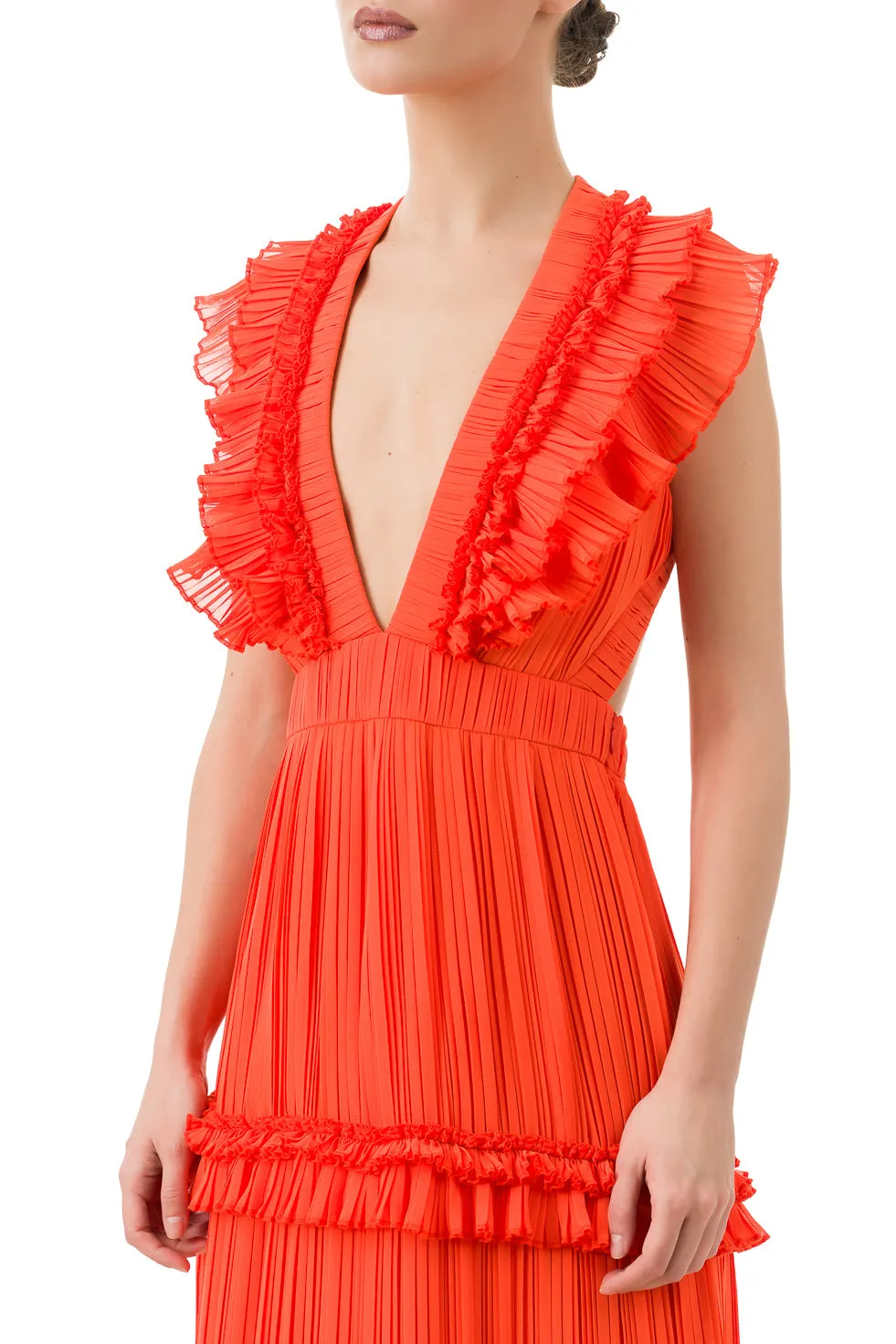 Penelope Orange Maxi Ruffel Dress