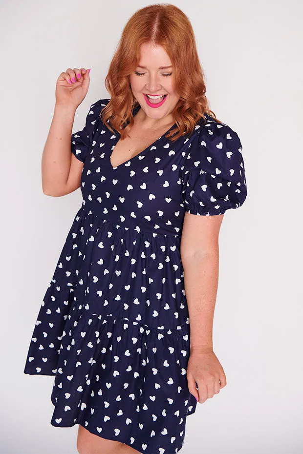 Phoebe Navy & White Hearts Dress