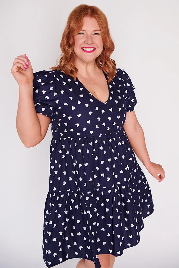 Phoebe Navy & White Hearts Dress