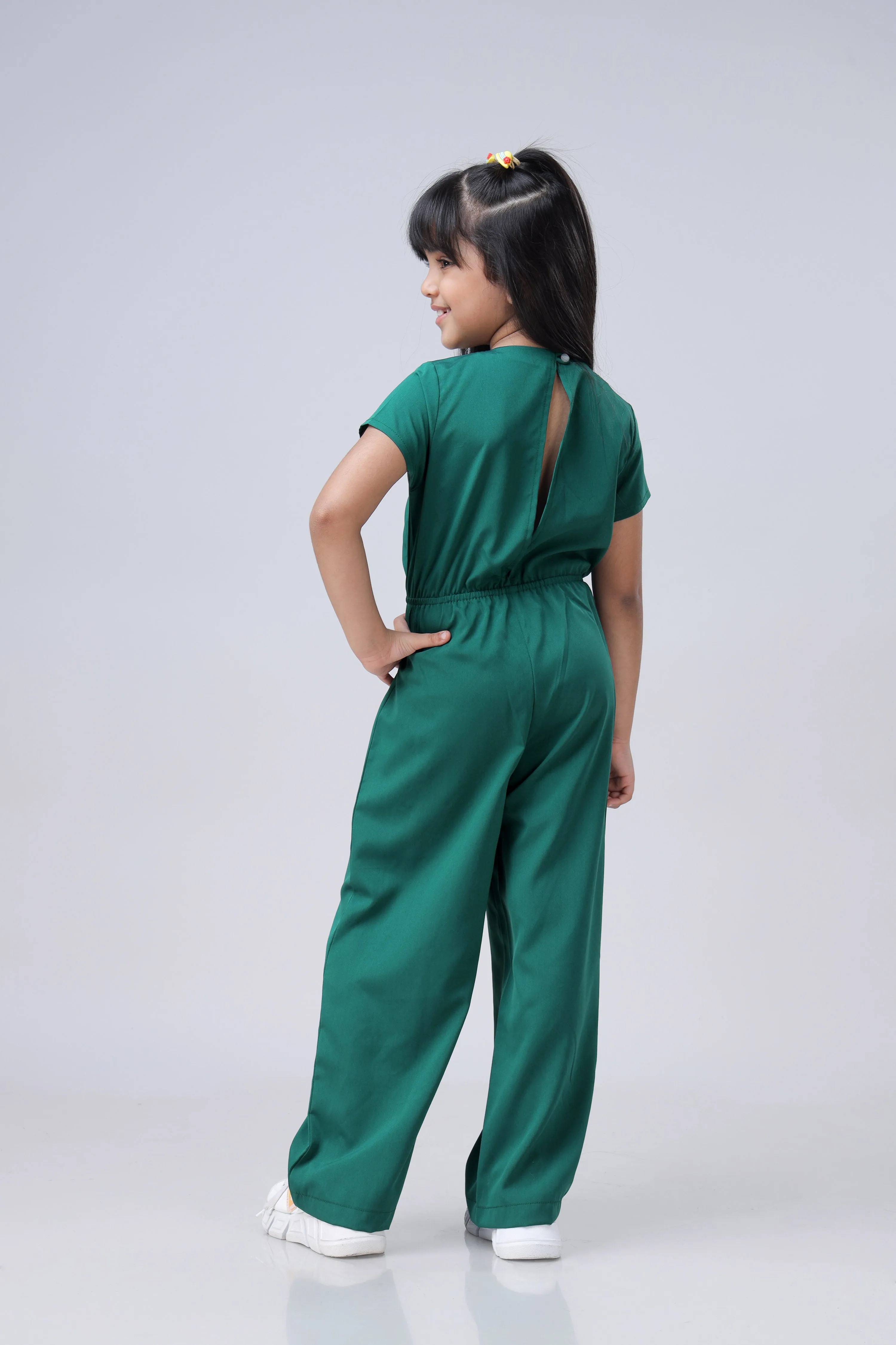 Pine Waist Tie Up Jumpsuit For Girls