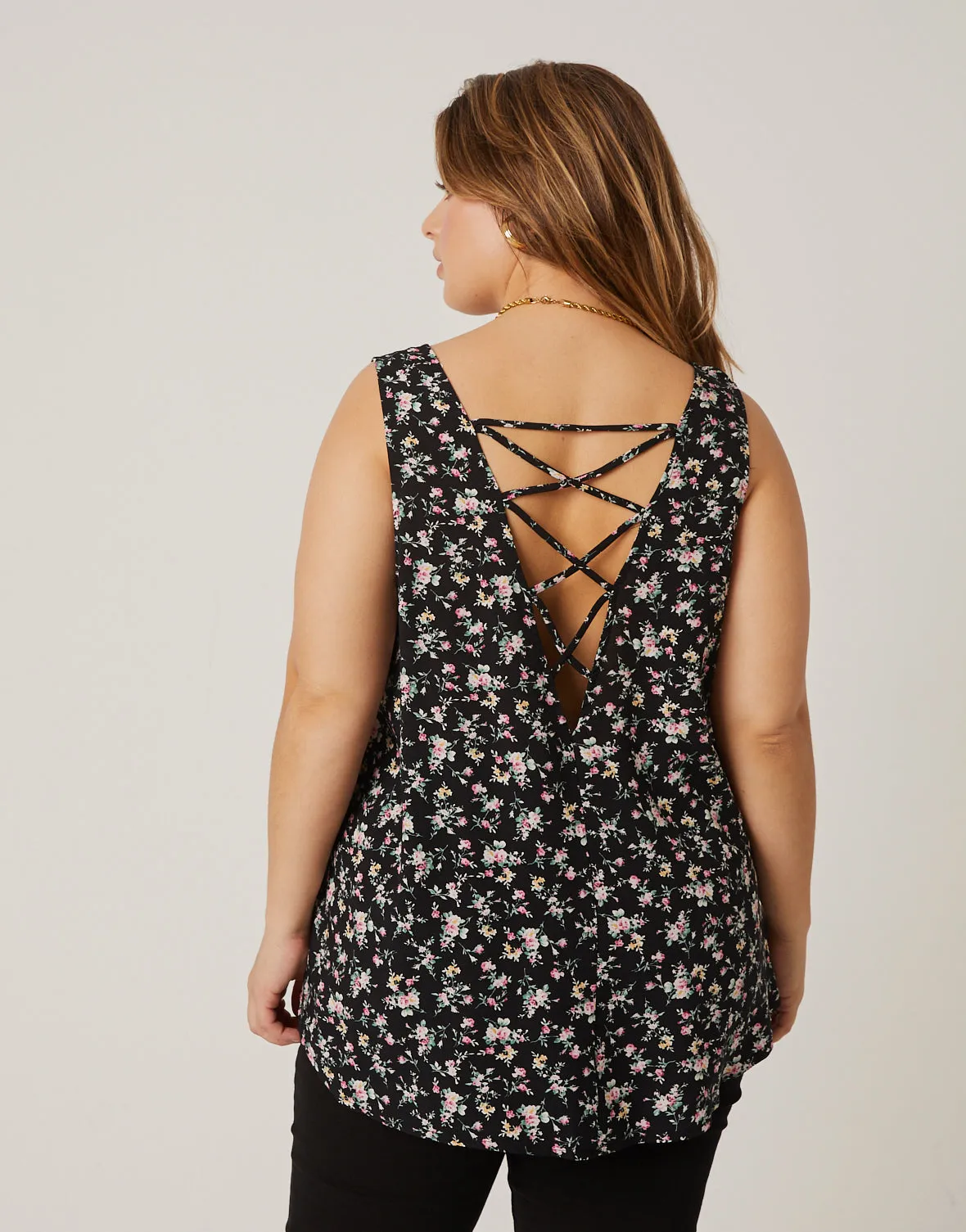 Plus Size Roses Floral Tank