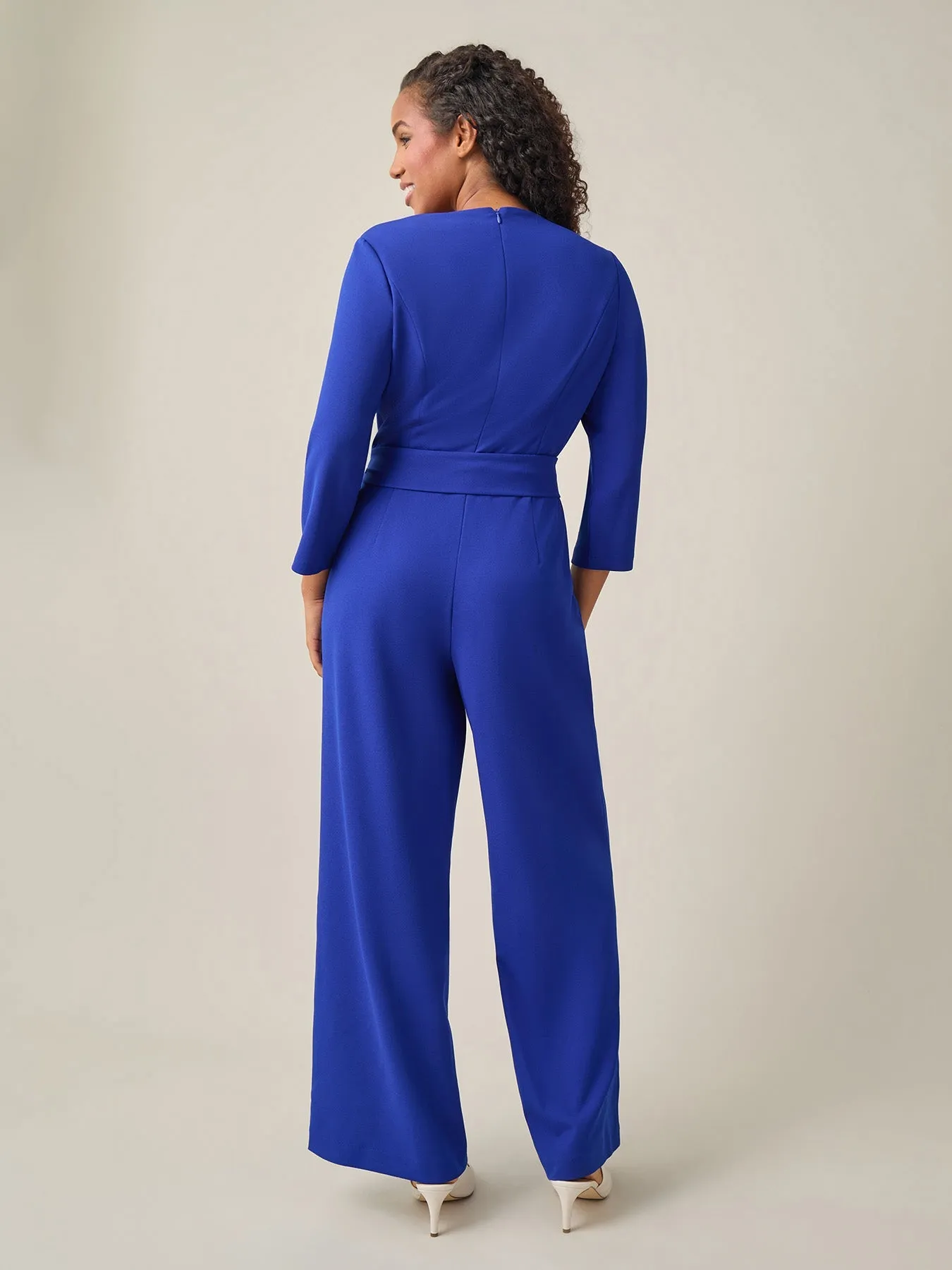 Plus Tie-Waist Jumpsuit, Royal Signature