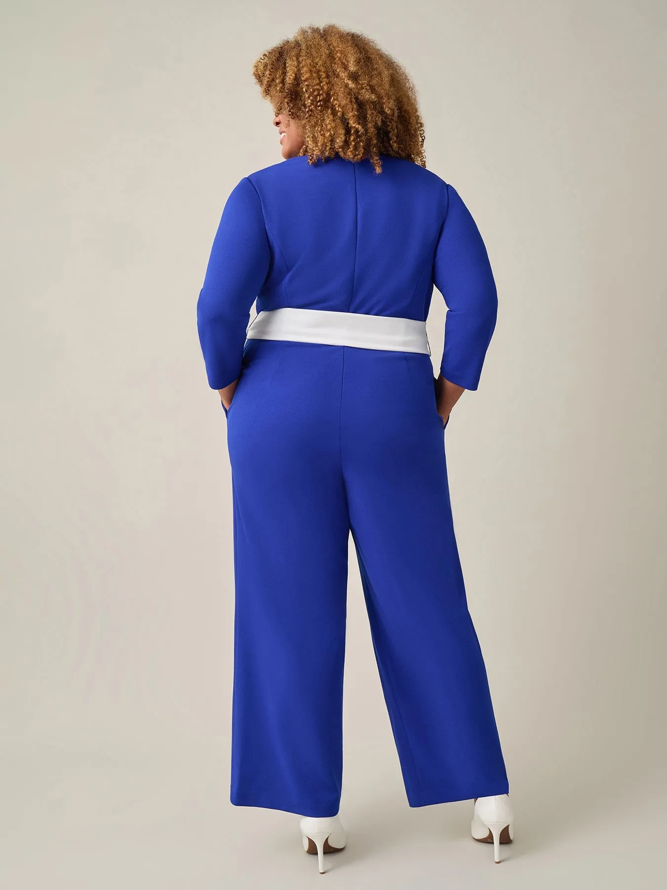 Plus Tie-Waist Jumpsuit, Royal Signature