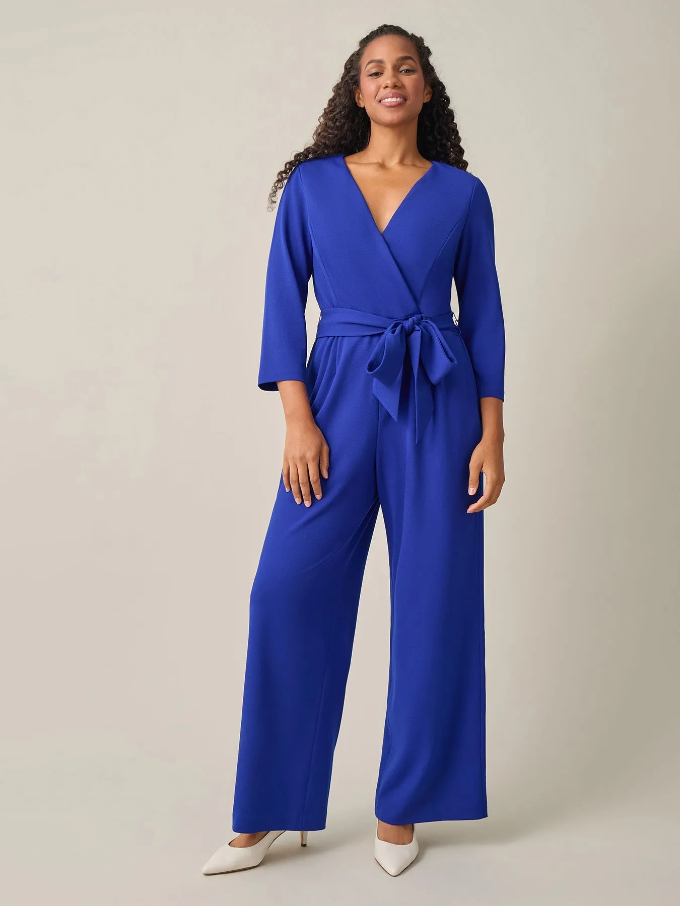 Plus Tie-Waist Jumpsuit, Royal Signature