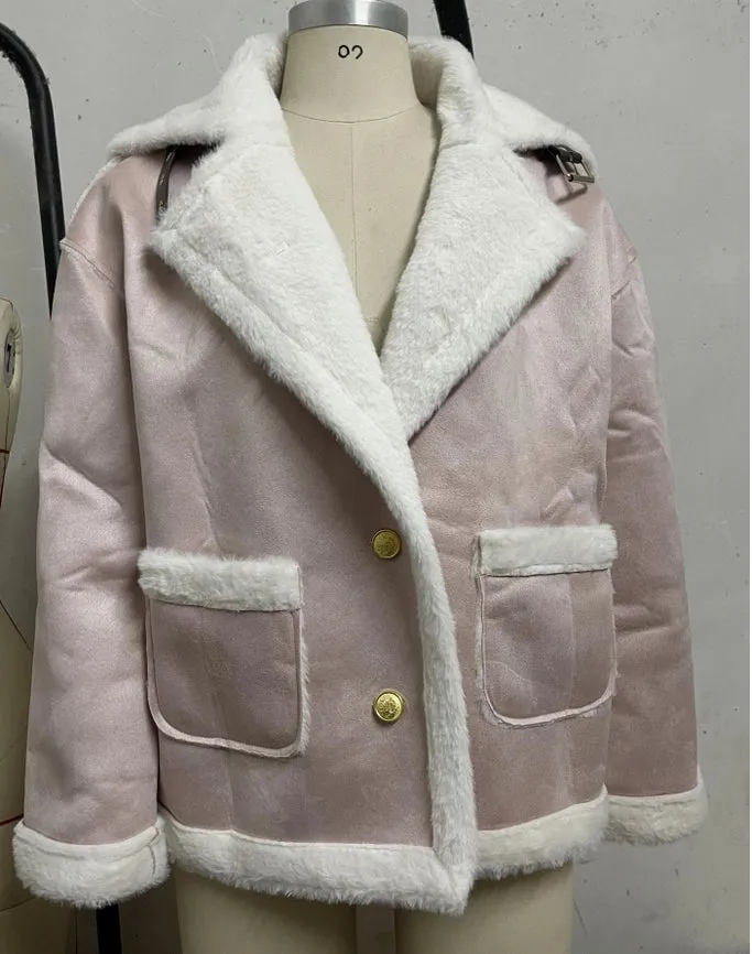 Plush Jacket Sherpa Faux Suede Coat