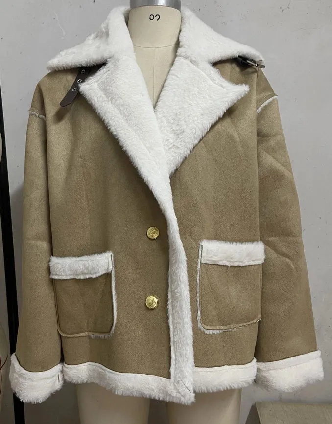 Plush Jacket Sherpa Faux Suede Coat