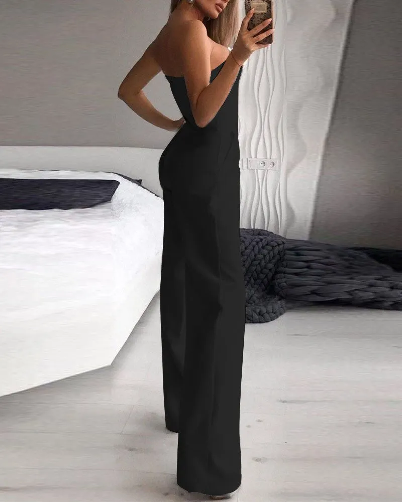 Pocket Detail Straight Leg Tube Jumpsuit