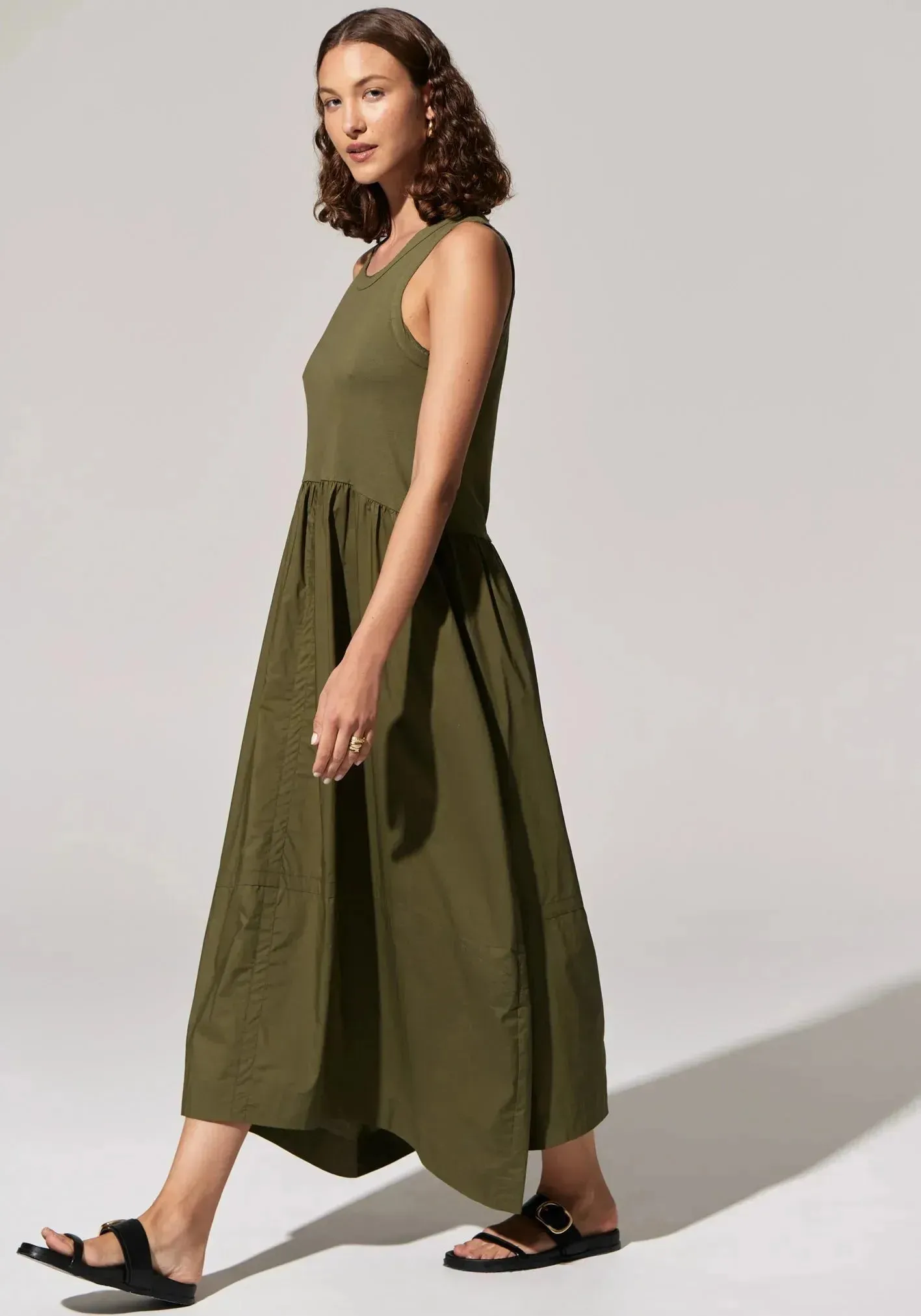 POL Toya Tank Dress in Khaki