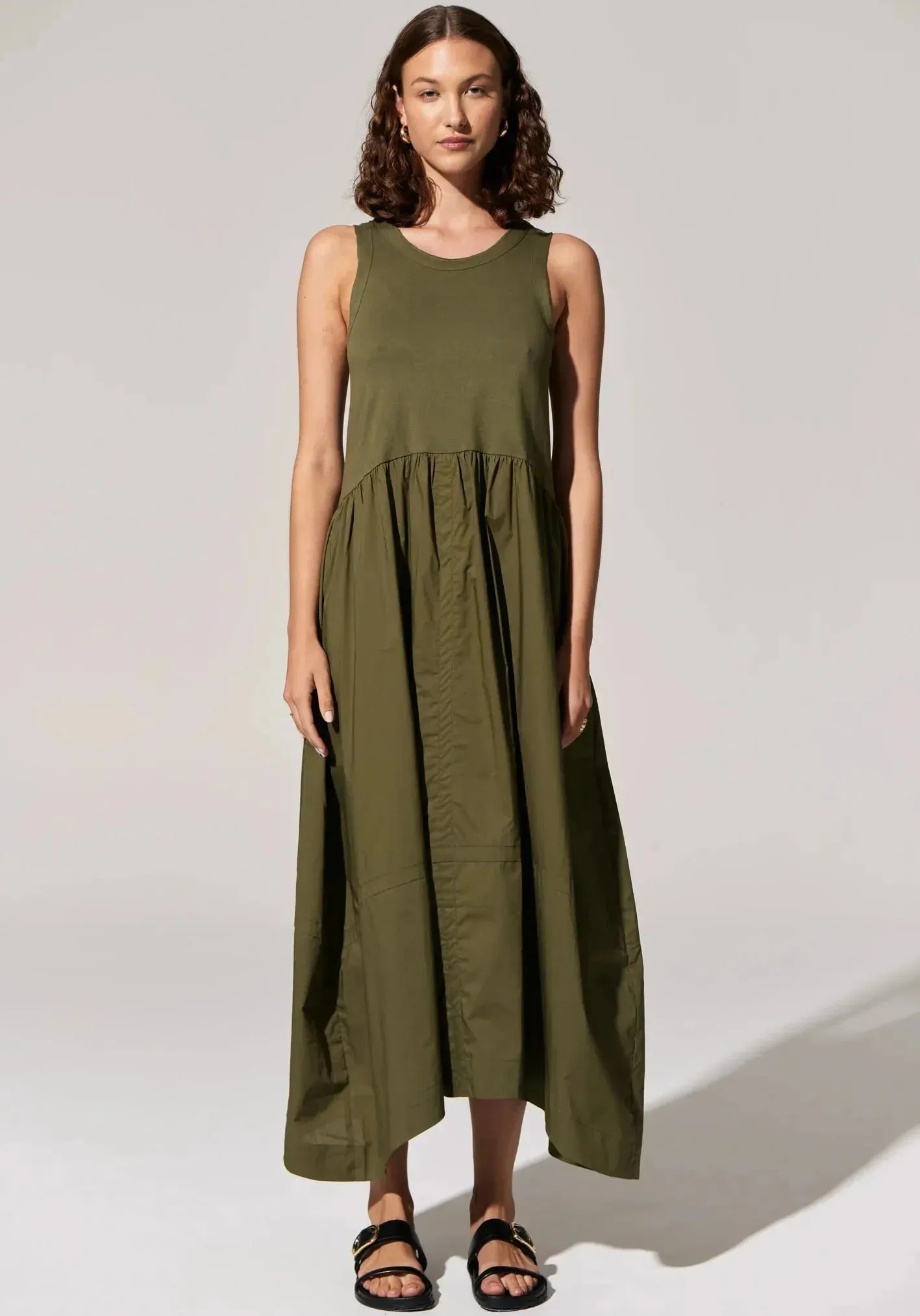 POL Toya Tank Dress in Khaki