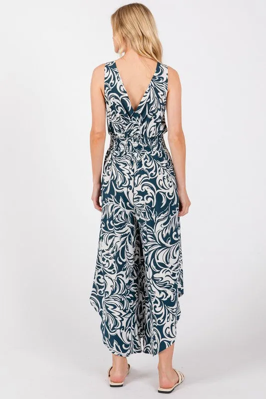 Print Smocked Jumpsuit