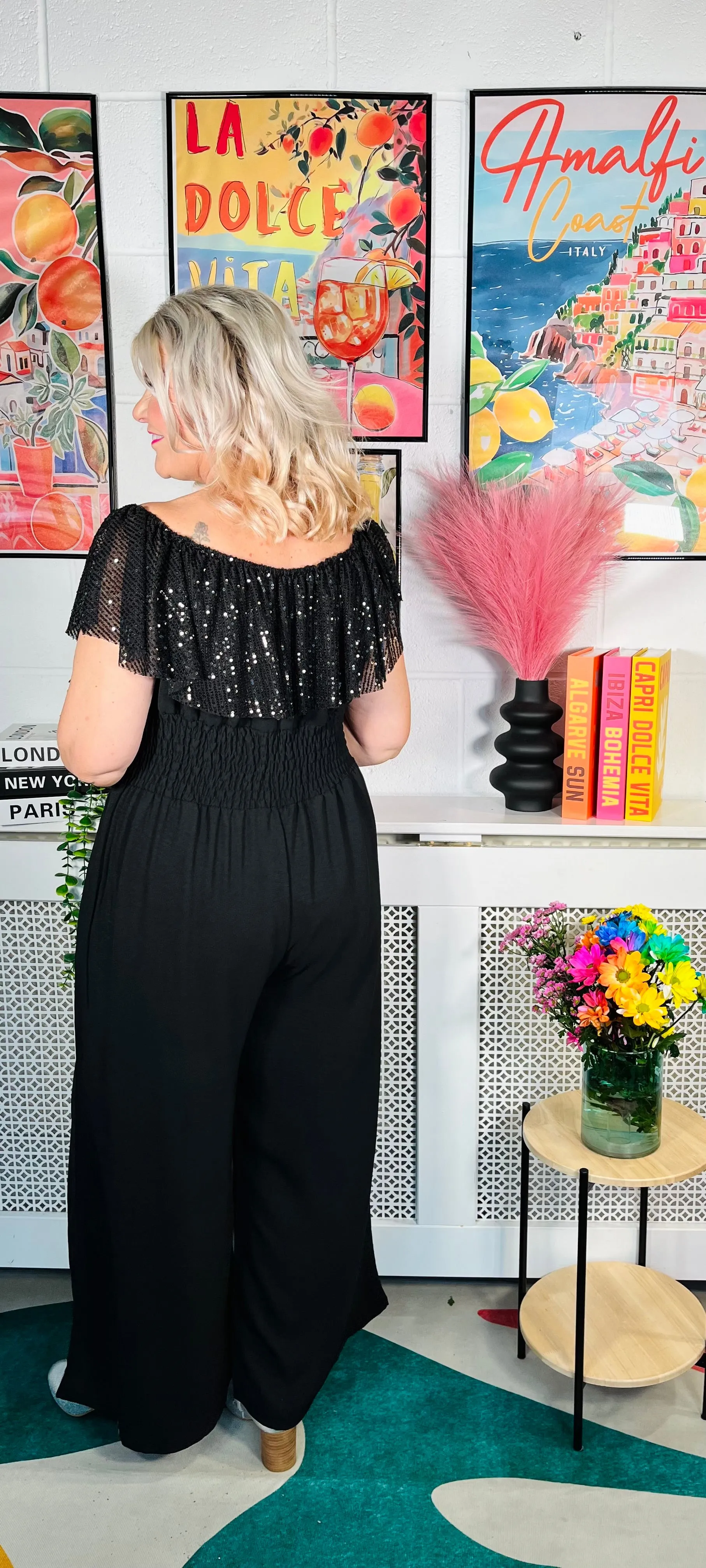 Radiant Sparkle Jumpsuit - Black