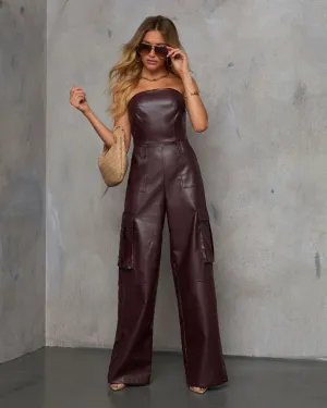 Rayna Strapless Faux Leather Jumpsuit