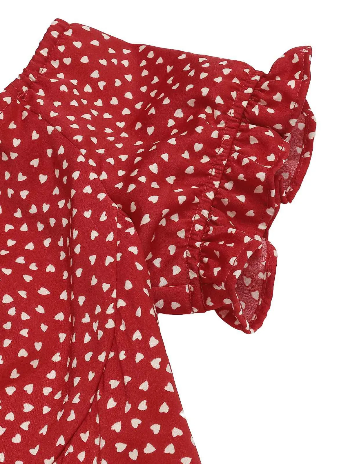 Red 1930s Heart Dots Off-Shoulder Jumpsuit