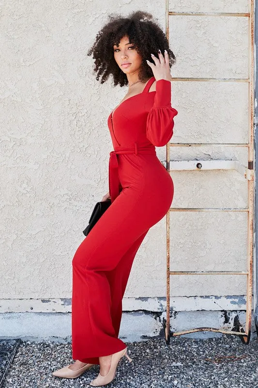 Red Wide Leg Jumpsuit - Bella Chic Fashion Boutique