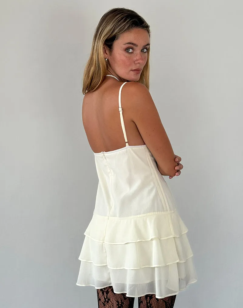 Riasi Mini Dress in Chiffon Ivory