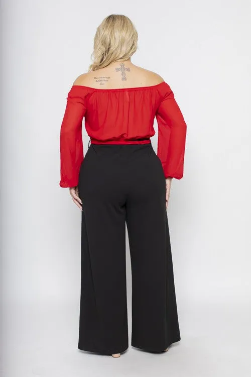 Royal Curves Contrast Wide Leg Jumpsuit