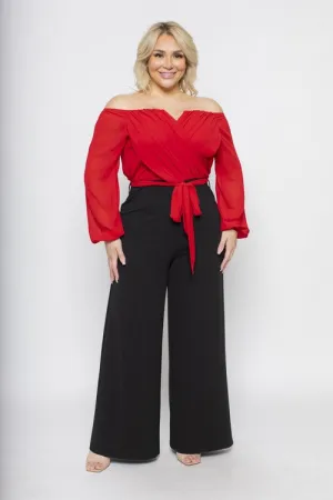 Royal Curves Contrast Wide Leg Jumpsuit