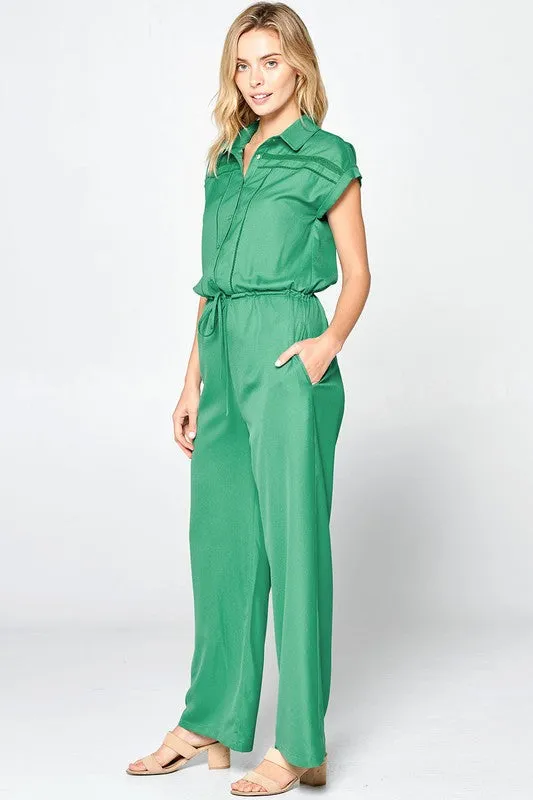 Samara Lace Trim Drop Shoulder Jumpsuit