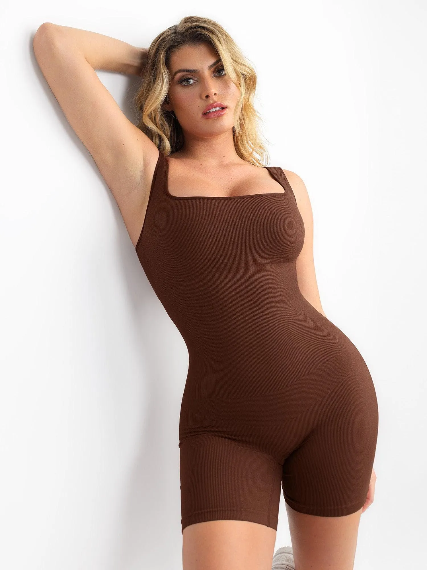 Seamless Square Neck One Piece Sport Romper For Insiders