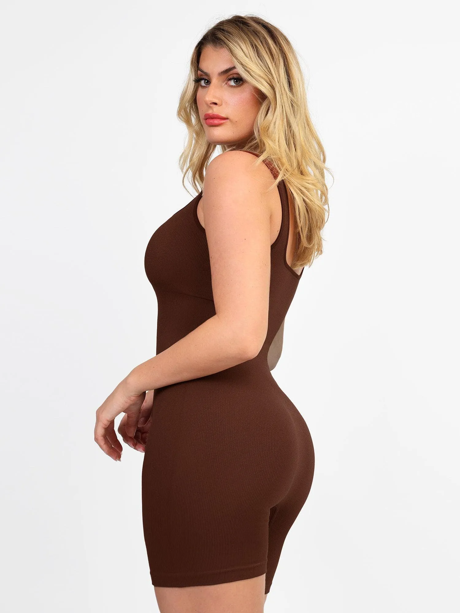 Seamless Square Neck One Piece Sport Romper For Insiders