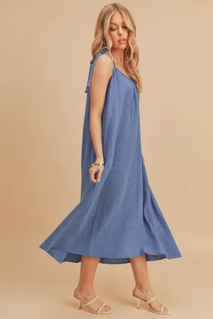 Shoulder Tie Midi Dress