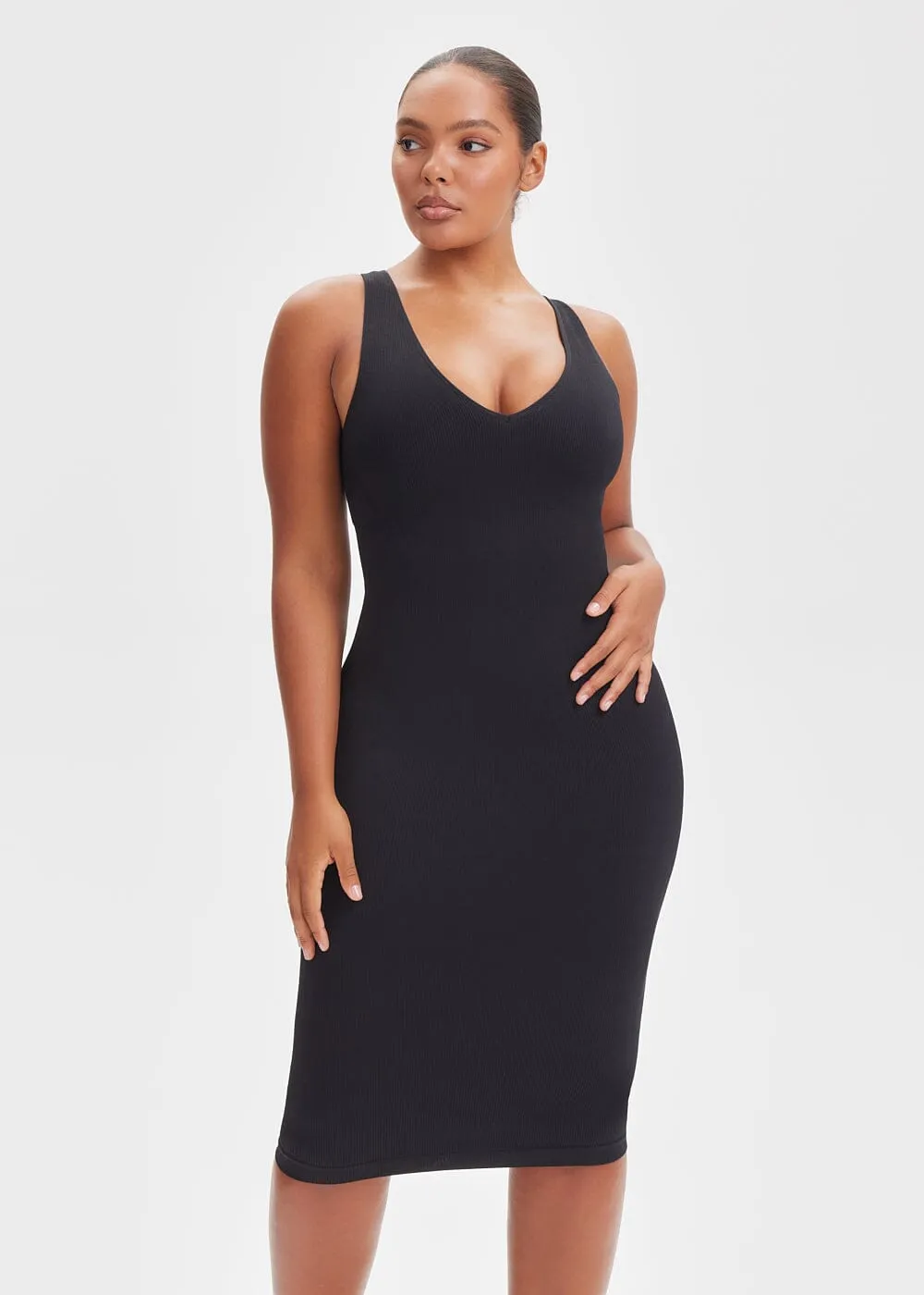 SnatchedKnit V-Neck Tank Midi Dress