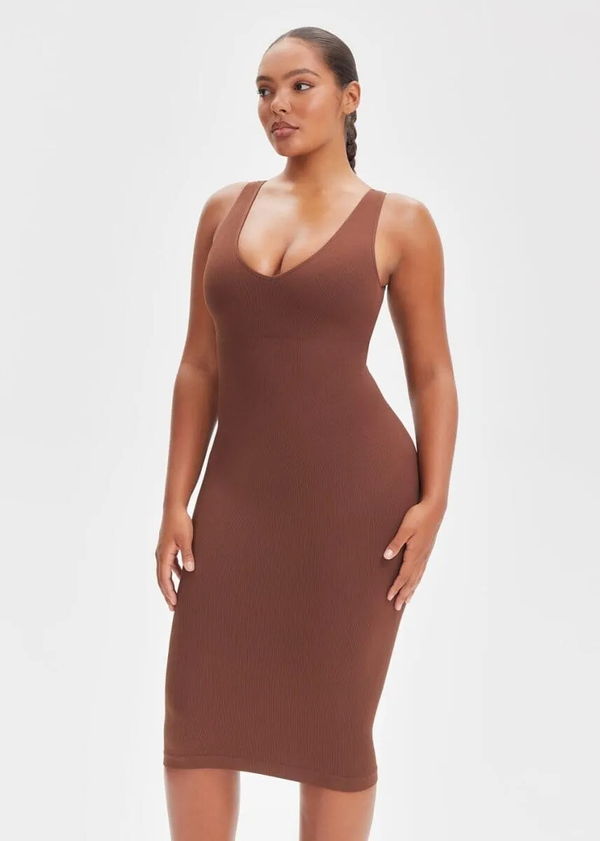 SnatchedKnit V-Neck Tank Midi Dress