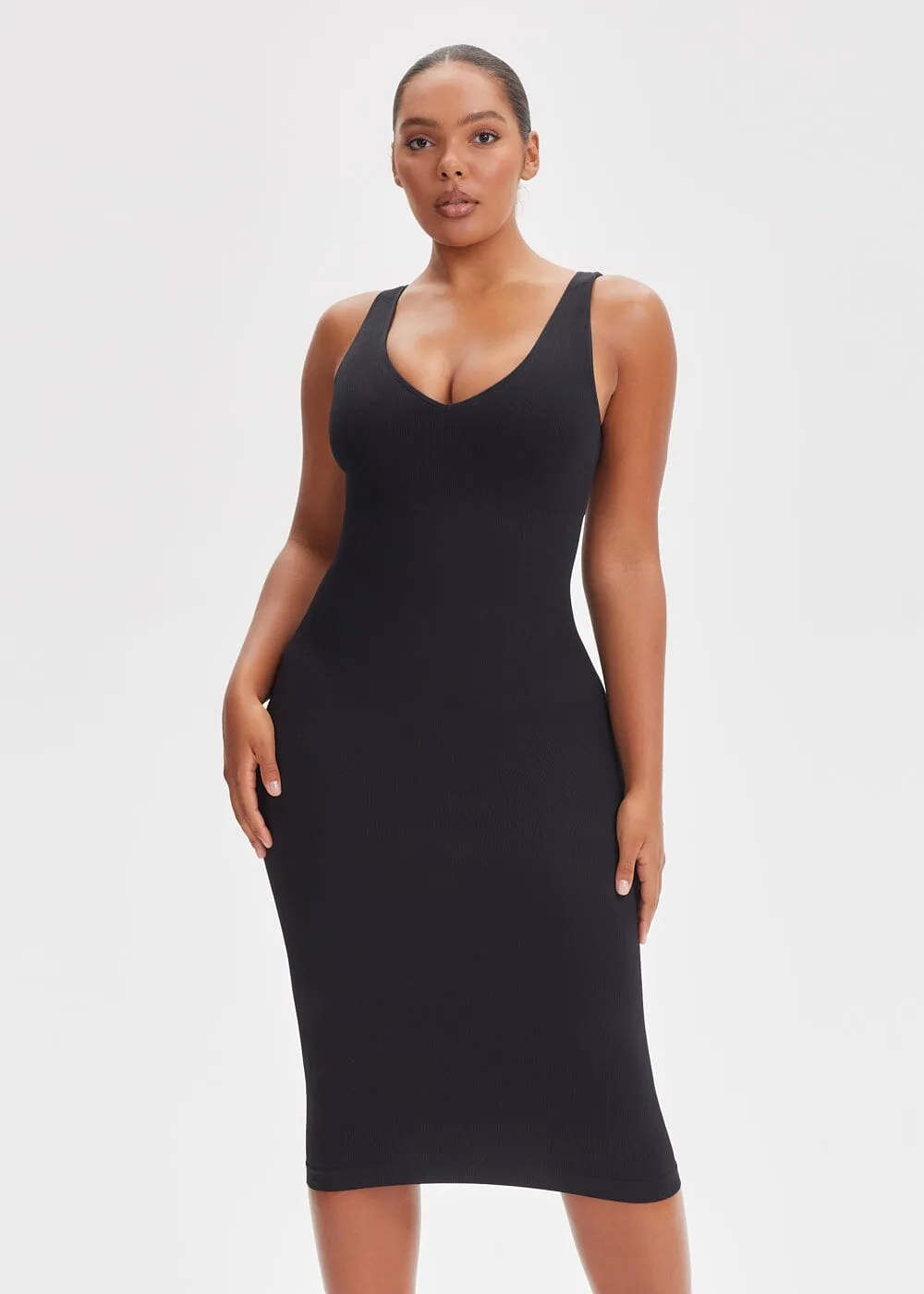 SnatchedKnit V-Neck Tank Midi Dress