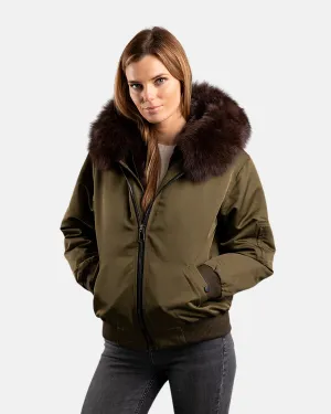 St Anton Bomber Khaki Green Brown Fur