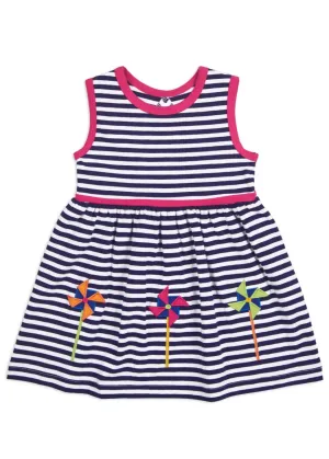 Stripe Knit Dress With Pinwheels