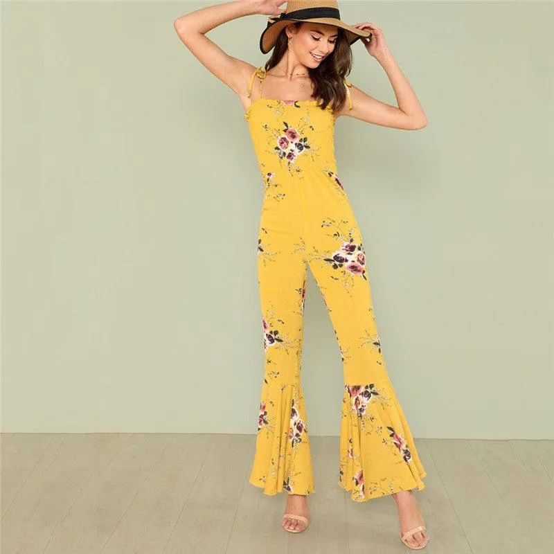 SUNNY SKIES & FLORAL FIELDS RUFFLED JUMPSUIT