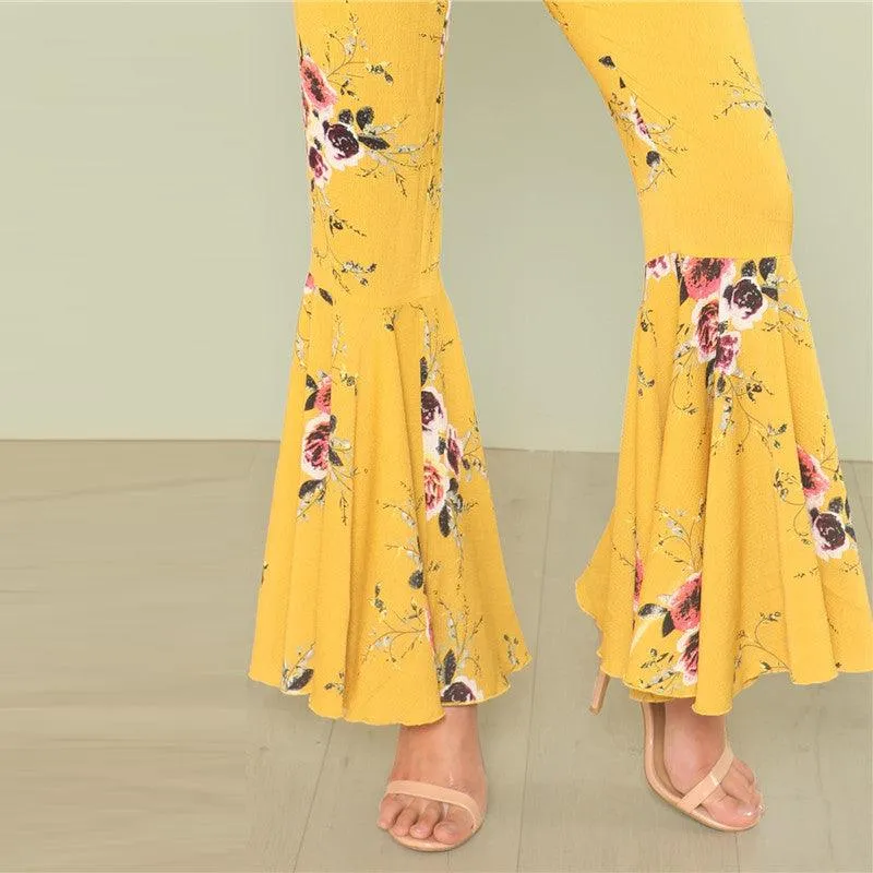 SUNNY SKIES & FLORAL FIELDS RUFFLED JUMPSUIT