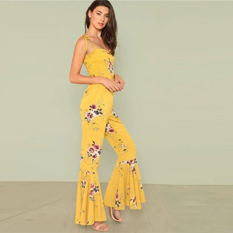 SUNNY SKIES & FLORAL FIELDS RUFFLED JUMPSUIT