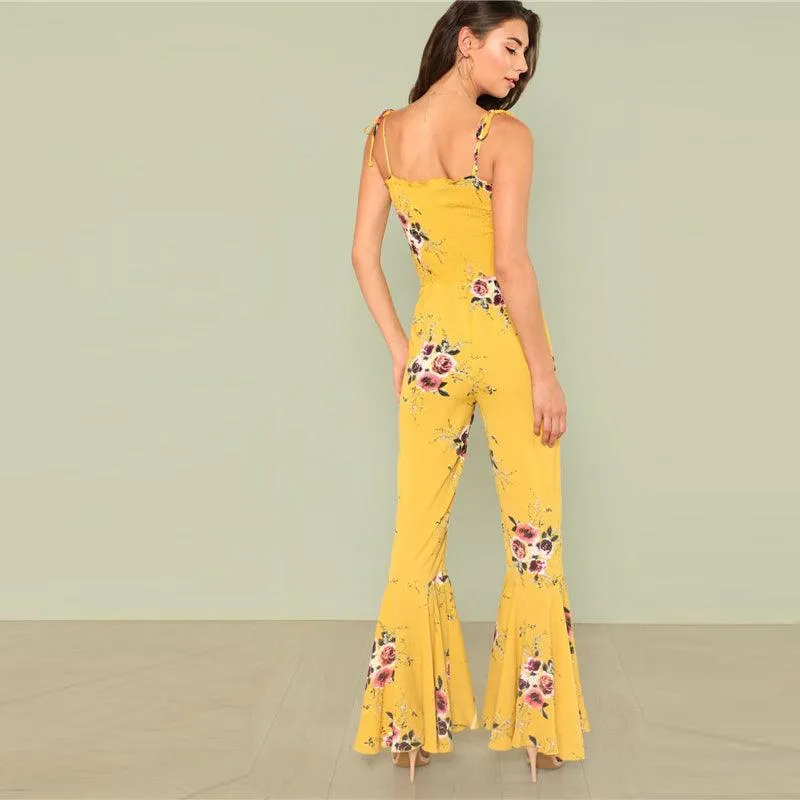 SUNNY SKIES & FLORAL FIELDS RUFFLED JUMPSUIT