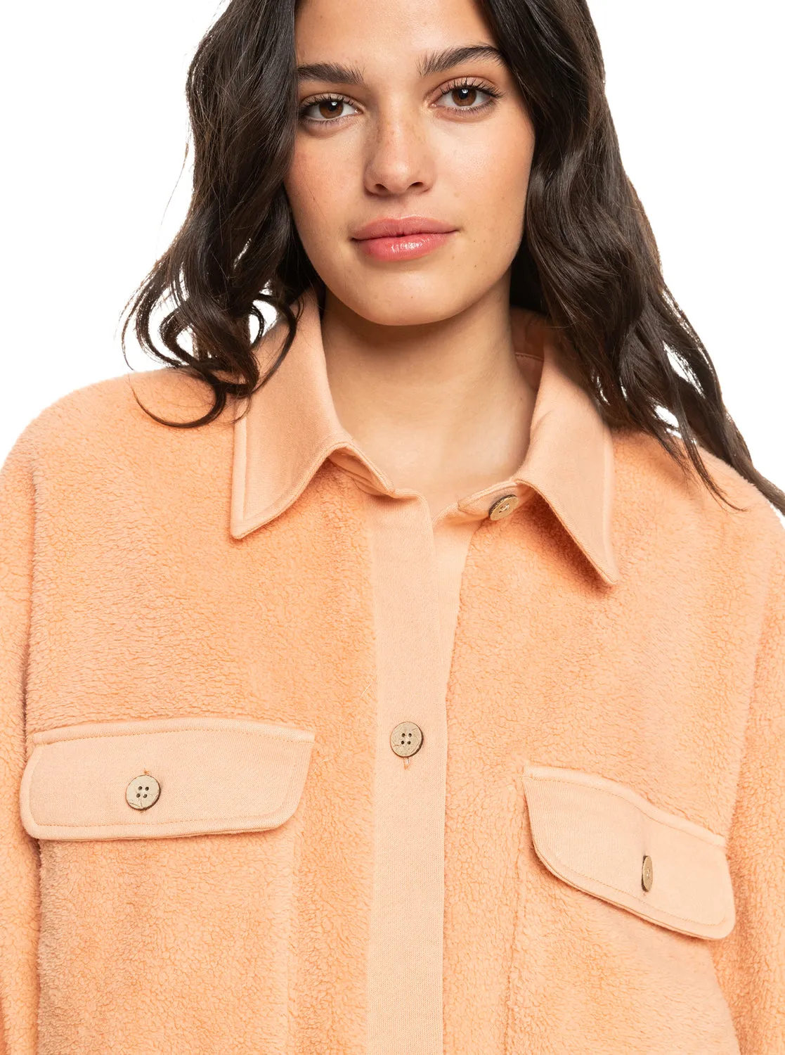 Switch Up Sherpa Fleece Overshirt - Dusty Coral